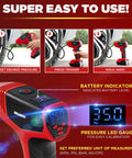 Compact Tire Inflator With Pressure Gauge, Auto Shutoff At Your Set PSI, 150 Max, USB Rechargeable Home Power, Includes Car Cigarette Lighter Cord, Quick And Easy On-The-Go Inflation For Cars, SUVs, And Trucks, As Seen On TV, red portable air pump with LED display