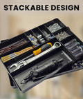 10 Compartment Tool Organizer Tray for Drawer and Tool Box, Stackable Small Parts Holder, loaded with tools and accessories