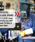 Welder using Auto Darkening Welding Helmet With Durable Protective Face Shield, Fixed Shade 10, in workshop, sparks flying