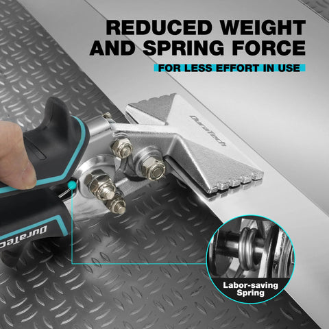 DURATECH 3-inch sheet metal bender with ergonomic TPR handle; straight-jaw hand seamer (black/teal)