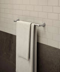 Elm 18 Inch Wall Mounted Towel Bar Satin Nickel Finish For Modern Bathrooms Durable Metal Bath Hardware With Easy Install And Included Mounting Hardware
