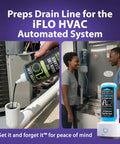 Severe Clog Relief AC Drain Line Cleaner 5X Concentrate being applied to HVAC system with enzyme technology in use.