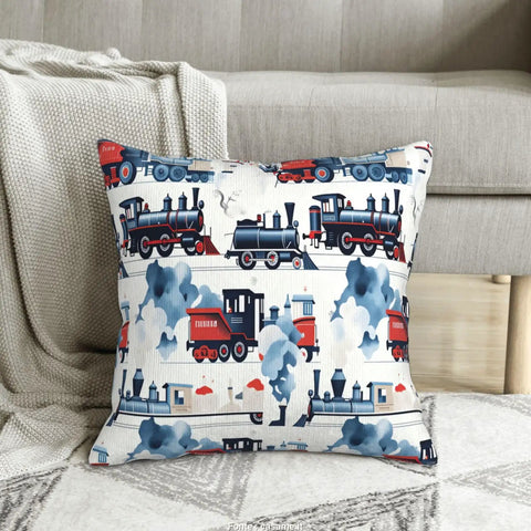 Dope Steam Train Locomotive Pillowcase Cover For Living Room And Bedroom, Retro Train Decor Throw Pillow Case 20x20 Inches
