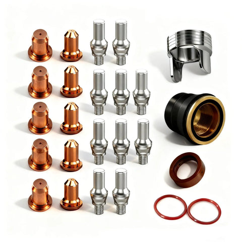 All In One Plasma Cutting Torch Consumable Kit For IPT 60 PT 60 PT40 IPT 40 Series Includes 25 Pieces Tips and Electrodes