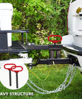 Two Pack Three Eighths Inch By Four Inch Trailer Hitch Pin With Rubber Coated Handle securing trailer to vehicle