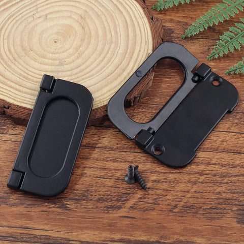 Black Flush Ring Pull Handles 3 Inch Hidden Recessed Metal Sliding Pulls For Cabinets Drawers Cupboards And Dressers, with screws