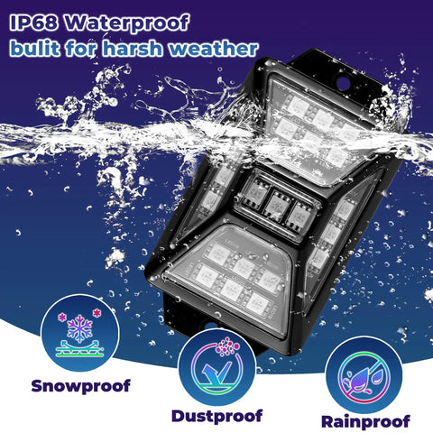 12 Pods 252 LEDs 5 Sides RGB Rock Lights With App And 2 Remote Control for Trucks, waterproof design, in water demonstration.