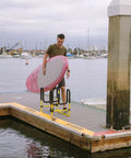 Double Up SUP Stand For Two Boards Holds Two Stand Up Paddle Boards Or Surfboards With Durable Foam Padding Wide Opening Yellow