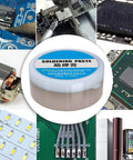 High-Performance Rosin-Style Solder Flux Paste For Electronics Repairs centered among electronic components.