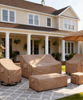 Weatherproof Patio Chair Covers 4 Pack Built Tough Heavy Duty For Outdoor Furniture Fit For Adirondack Swivel Rocker And Deep Seat Lounge Chairs 30W X 34D X 36H Brown covering outdoor seating