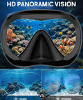 Anti Fog 180 Degree Panorama Snorkel Set For Adults With Dry Top Mask And Tempered Glass Goggles, coral reef view