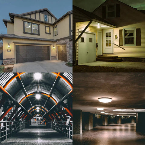 Outdoor spaces lit by Radar Motion Sensor Light Bulb 2 Pack A21 15W 100W Equivalent 1500LM E26 Dusk To Dawn LED Bulbs