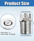 Dimensions of Pro Grade Universal Pressure Washer Replacement Nozzle Kit For Undercarriage Cleaners And Surface Cleaners, 40 Degree Tips, Orifice 1.5, 1 Quarter Inch NPT Male, 4000 PSI, 5 Pack.