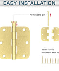 30 Pack Boss Level Brushed Gold Door Hinges 3.5 Inches showing removable pin and screws for easy installation.