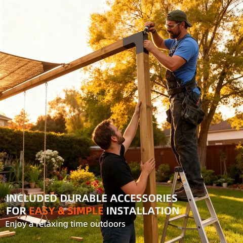 15 Degree Angle Slant Pergola Bracket Kit With 2 Way L Shaped Post Brackets And Stainless Steel Screws Fits 6x6 Lumber Actual 5.5x5.5 For Outdoor Pergola Porch Or Walkway Heavy Duty Q235 Steel 1 Pack