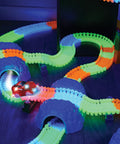 Magic Tracks Bendable Race Track That Lights Up And Glows In The Dark, Flexible Serpentine Design With 5 LED Lights, multicolor tracks glowing