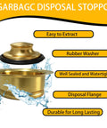 Heavy Duty Garbage Disposal Flange With Sink Drain Stopper, 304 Stainless Steel Brushed Gold Kitchen Adapter for easy extraction.