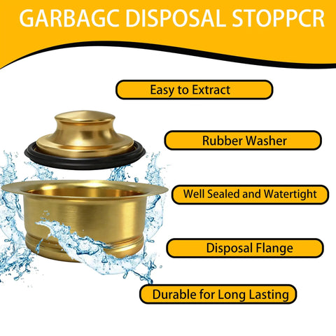 Heavy Duty Garbage Disposal Flange With Sink Drain Stopper, 304 Stainless Steel Brushed Gold Kitchen Adapter for easy extraction.