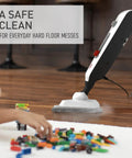 Kick Up Some Serious Grime And Nail The Clean Every Single Time Ditching Harsh Chemicals With This Reliable Multipurpose Steam Mop For Slick Hardwood And Tile Floors in action, cleaning Lego on hardwood.