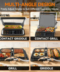 Bakers Friend 6-in-1 Indoor Grill And Electric Griddle Combo With Panini Press and removable plates in multi-angle design.