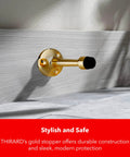 75mm Wall Mounted Door Stop With Gold Finish Alloy Rubber Tip For Wall And Door Protection Shock Absorbing No Fuss Easy Install