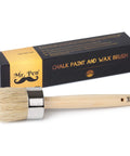 Chalk And Wax Paint Brush, 2 Inch Round Head For Furniture Projects, Natural Bristles, Varnished Wood Handle, Box Packaging