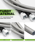 70 Inch Transmission Cooler Lines Kit With 6AN Hose Fittings, durable stainless braided material