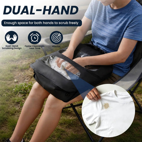 Portable Travel Laundry Washing Bag For Camping Cruise Van Life Lets You Hand Wash Socks And Delicates Right Inside Pack Lighter Clean Gear On The Fly Every Trip with dual-hand scrubbing design.