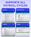 Downright Slick Biometric Fingerprint Time Clock With Synchronized Mobile App For Small Business Teams, displays timecard reports for various payroll cycles.