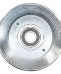 Top-Tier Universal Deck Drive Pulley Fits 42 Inch To 60 Inch Lawn Tractor Mowers As Direct Replacement For Am143388 Aftermarket Part, showing silver metal design and bearing center.