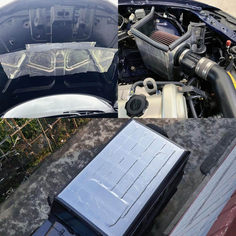 Self-Adhesive Aluminum-Fiberglass Heat Shield Wrap, 15 By 48 Inches, installed on engine bays for thermal insulation.