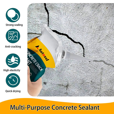 Person applying Self Leveling Concrete Crack Filler For Driveways And Roofs DIY Friendly Quick Drying Cement Crack Repair Sealant