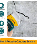 Applying high elasticity concrete crack filler sealant for driveways, walkways, and patios on cracked concrete surface