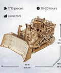 Terrain Titan Bulldozer 3D Wooden Puzzle Kit For Adults To Build With 1715 Precision Cut Pieces No Glue Needed, 28 cm wooden model
