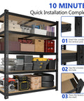 Beefy 78 Inch Heavy Duty Garage Storage Shelves With 2200 Lbs Capacity, Steel Shelving Unit For Basement, Warehouse, Pantry And Kitchen, 78 H X 40 W X 16 D Metal Shelves For Maximum Vertical Storage, assembled with storage items and quick install steps