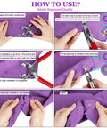 Instructions using DIY Metal Snaps Button Kit With Fastener Pliers Press Tool For Sewing And Crafting, step-by-step installation on fabric