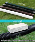 Two Pack Flexible Rain Gutter Downspout Extender with brick showing 68 inches length and durable material