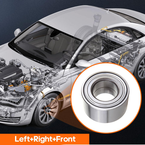 Diagram with transparent car overlay and focus on Front Wheel Bearing And Hub Assembly 510010 For Jaguar XK8 XKR Kia Spectra Lincoln Zephyr Mazda 3 626 And Mazda MPV One Piece Wheel Hub Direct Fit Premium Quality