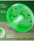 Green LED lid for Light Up Terrarium Kit for Kids, features star cutouts, on/off switch and charging port, beautiful glow.