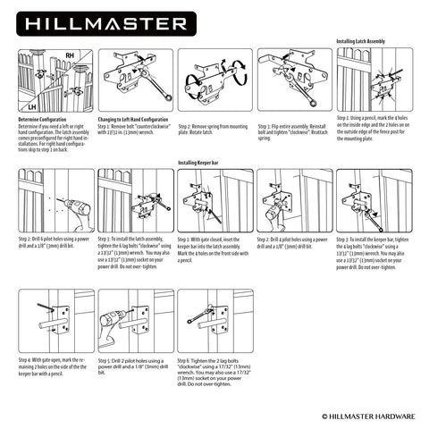 Heavy Duty Self Locking Gate Latch For Wood Fences And Metal Gates Post Mount Gravity Door Lock With Fingertip Release And Pull String Pool Safe Outdoor Garden Black Finish 2 Pack installation diagram