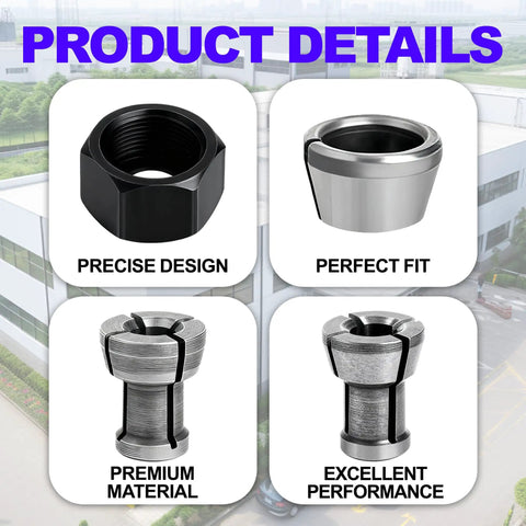 Collet Nut Kit Replacement For Makita Tools Fits One Quarter Inch And 6mm Collets; precision and high performance design