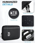 Travel Ready Electronics Organizer Case For Cords And Tech Gear, Handy Bag with zippers, water-resistant black fabric
