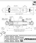 Diagram of a 1.75 Inch Bore 18 Inch Stroke Welded Hydraulic Cylinder With Cross Tube Ends for Loader at 3500 PSI, technical specifications shown.