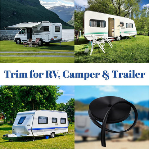 1-inch black RV vinyl trim molding insert, 120 ft roll for exterior weather stripping on campers and trailers