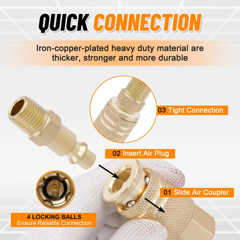 Brass One Quarter Inch NPT Air Fittings Kit All In One Heavy Duty Thirty Two Piece Set With Ball Valve Reducer Adapter