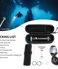 Beast Bright 2200 Lumens Dive Light With 8 Degree Narrow Beam USB C Rechargeable IP68 Waterproof To 100M with accessories