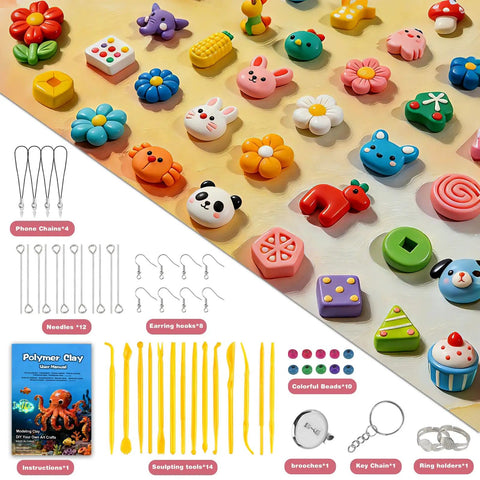 60 Color Polymer Clay Starter Kit For Kids And Adults DIY Modeling Clay Oven Bake Art And Crafts Set With Sculpting Tools