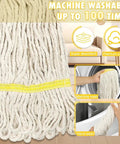 Looped End Commercial Mop Replacement Head 2 Pack Heavy Duty String Wet Refill For Industrial Floor Cleaning Universal Fit