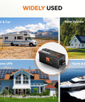 Zero Fuss Heavy Duty 3000W Pure Sine Wave Inverter Charger With 9000W Surge 12V Dc To 120V Ac shown in RV, home, solar, and yacht settings.