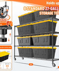 Beefy 60 Inch Wire Shelving With Wheels Heavy Duty Garage Shelving Rack On Casters Adjustable Wire Shelves With Liners Fits 27 Gallon Totes Ideal For Commercial And Warehouse Storage, holds 8 totes